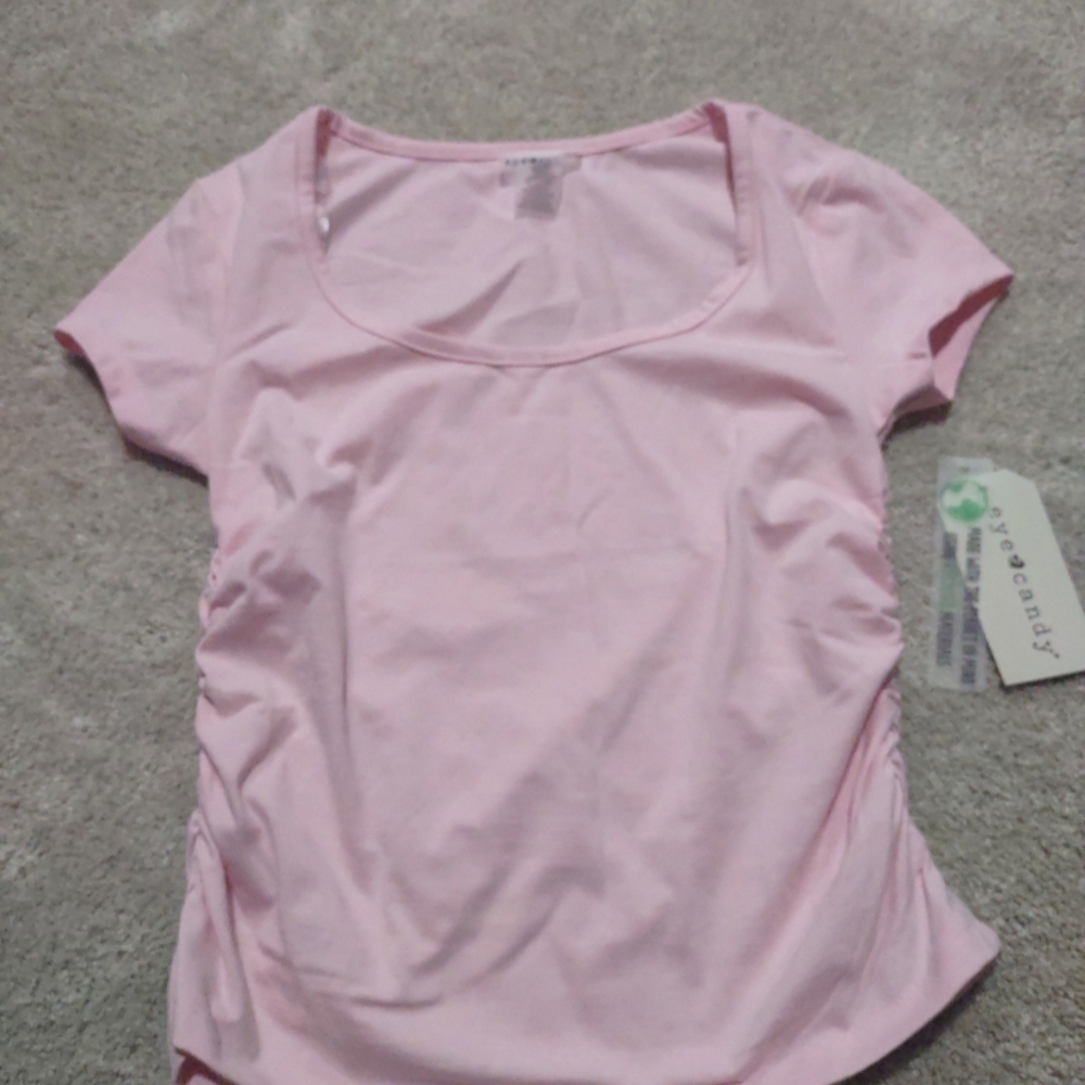 eye candy Pink Fitted T-shirt with Short Sleeves